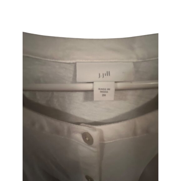 J Jill Womens 2X White Embroidered Sleeve Button-Up Blouse - Picture 4 of 6